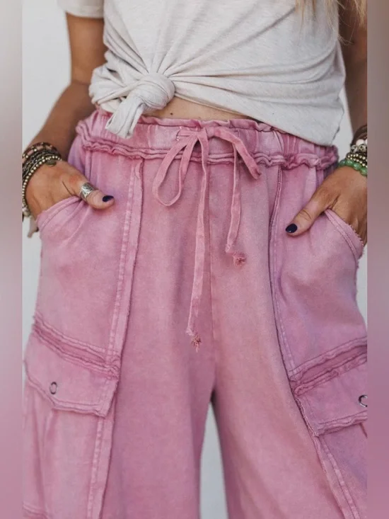 NWT EASEL FADED PLUM CARGO PANTS - Picture 3 of 7